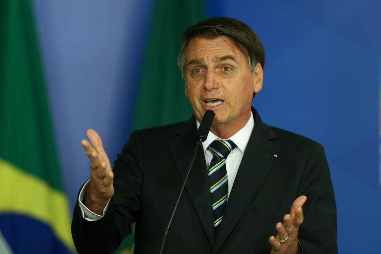 O presidente Jair Bolsonaro, em evento no Palácio do Planalto
