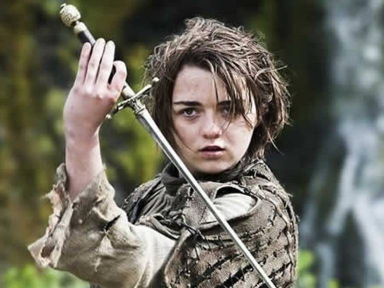 Arya Stark é interpretada por Maisie Williams na série Game of Thrones