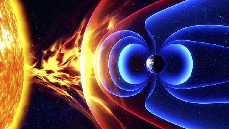O campo magnético da Terra é um escudo que protege o planeta da radiação dos ventos solares