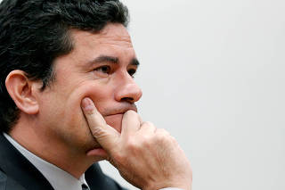 Brazil's Justice Minister Sergio Moro attends a session of the Public Security commission at the National Congress in Brasilia