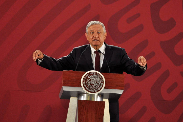 O presidente  Andrés Manuel López Obrador participa de evento na Cidade do México