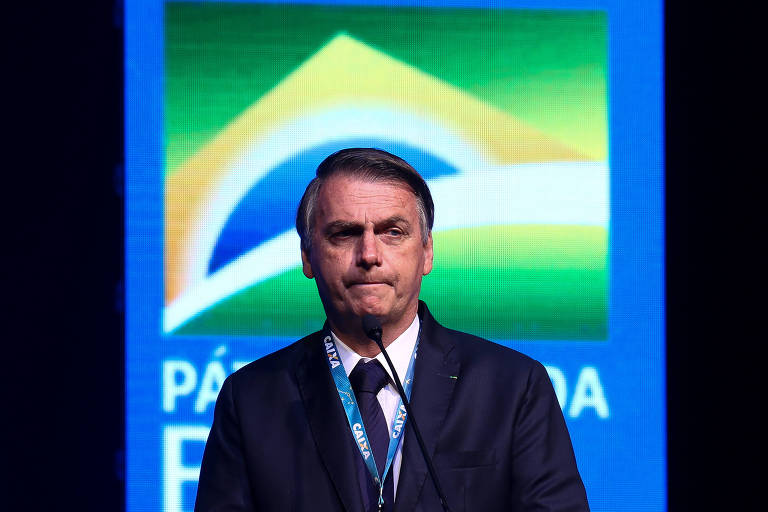 O presidente Jair Bolsonaro durante evento da Caixa Econômica Federal, em Brasília, neste mês