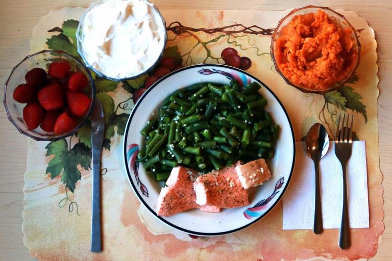 Exemplo de refeição baseada em alimentos minimamente processados ou não processados