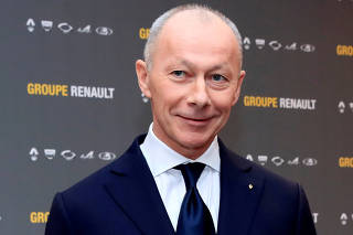 FILE PHOTO: Thierry Bollore, CEO of Renault, attends Renault's 2018 annual results presentation at their headquarters in Boulogne-Billancourt