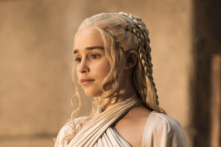 Emilia Clarke in season 5 of the  popular HBO series Game of Thrones.