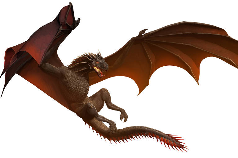 Ilustração do dragão Drogon com detalhes de seus órgãos