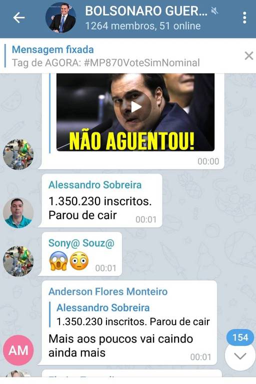 Grupos pró-Bolsonaro no WhatsApp e Telegram