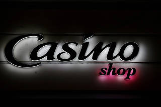 FILE PHOTO: The logo of Casino shop is seen in Nice