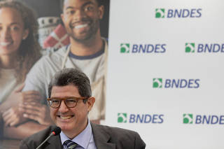 Brazilian National Development Bank (BNDES) President Joaquim Levy attends a news conference on the bank's Q1 earnings report in Rio de Janeiro
