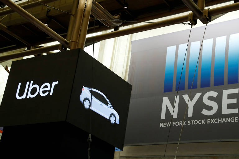 Banner da Uber na Bolsa de Nova York