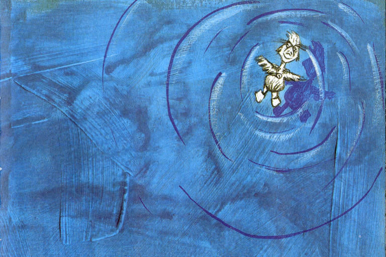 Ilustração de ‘O Grande Pato’, de Mariah Guidella e Erika Astronauta, livro que marca a estreia do Jacaré na Porta, novo coletivo de literatura infantojuvenil