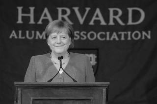 German Chancellor Merkel delivers the Commencement Address at Harvard University in Cambridge