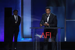 Actor Denzel Washington accepts the 47th AFI Life Achievement Award at the gala honoring him in Los Angeles