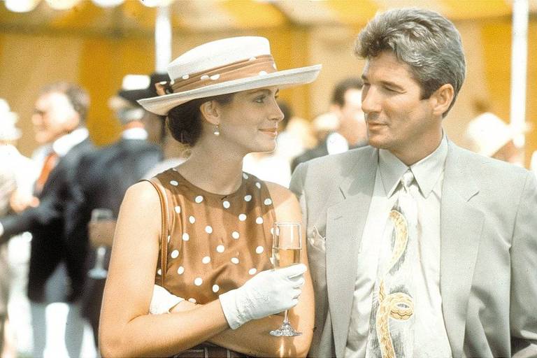 A atriz Julia Roberts e o ator Richard Gere em cena do filme "Uma Linda Mulher" (1990), de Garry Marshall