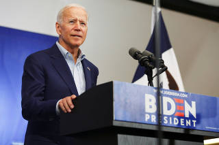 Democratic 2020 U.S. presidential candidate and former Vice President Joe Biden speeks at an event at the Mississippi Valley Fairgrounds in Davenport