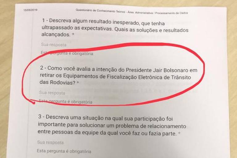 Questionário para contratação em órgão federal tem pergunta sobre medida de Bolsonaro