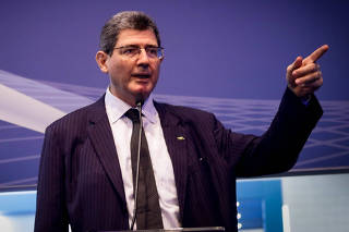 O presidente do BNDES, Joaquim Levy, discursa durante o Brazil Windpower