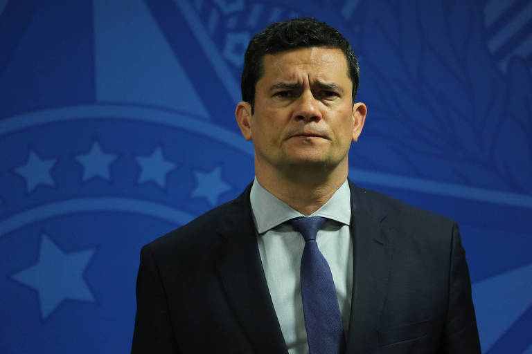 O ministro das Justiça, Sergio Moro na solenidade de assinatura da Medida Provisória para Confisco de Bens de Traficantes no Palácio do Planalto, em Brasília (DF), nesta segunda-feira (17)
