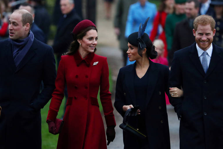 Príncipe William, Princesa Kate, príncipe Harry, e Meghan, duquesa de Sussex