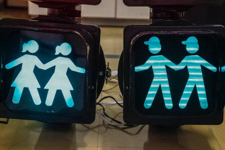 Semáforos que serão usados na Paulista durante a Parada LGBT
