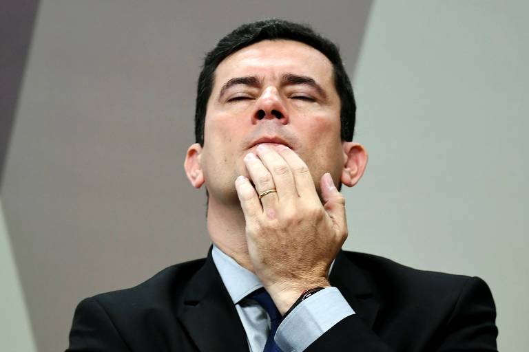 O ministro da Justiça, Sergio Moro, durante depoimento no Senado