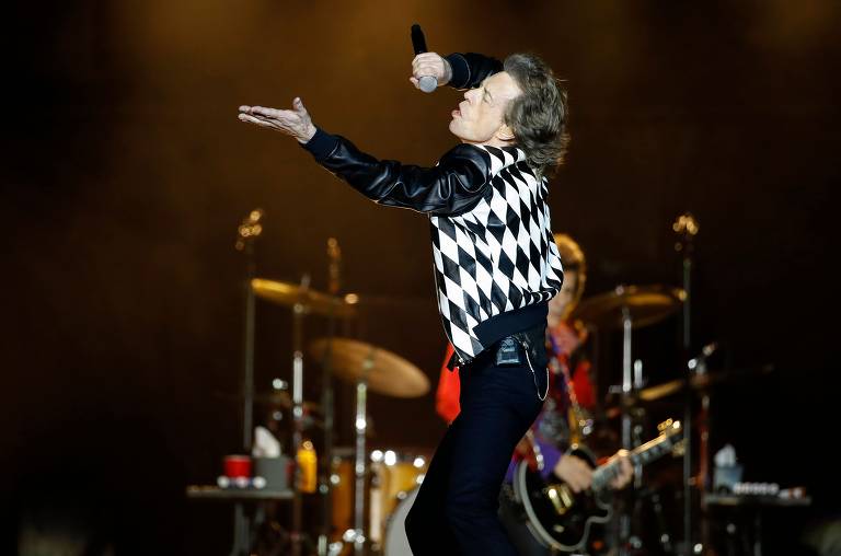 Mick Jagger, dos Rolling Stones, durante show da banda no Soldier Field, em Chicago, pela turnê americana 'No Filter'