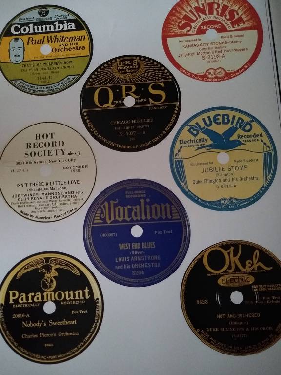 Selos de discos clássicos de jazz em 78 r.p.m. cujos masters podem ter se perdido no incêndio da Universal