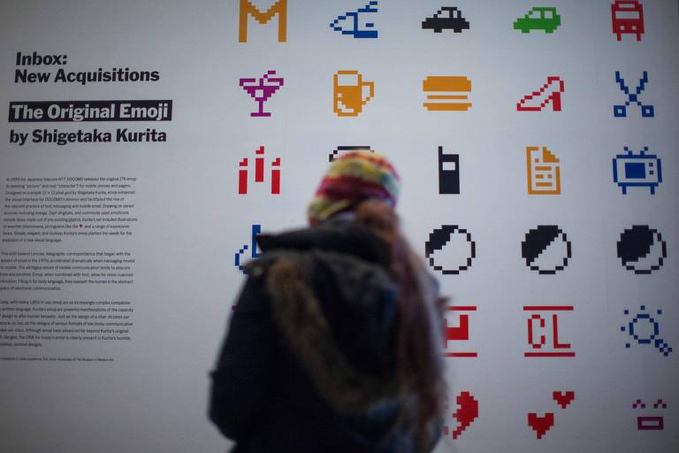 Os 176 emojis originais, feitos pelo japonês Shigetaka Kurita, foram expostos no MoMa (Museu de Arte Moderna, de Nova York), em 2016