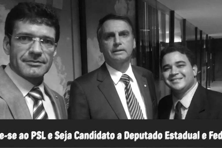 Marcelo Álvaro, Jair Bolsonaro e Robertinho Soares (um dos presos na operação desta quinta), em 2018, antes das eleições, em foto publicada nas redes sociais do PSL-MG