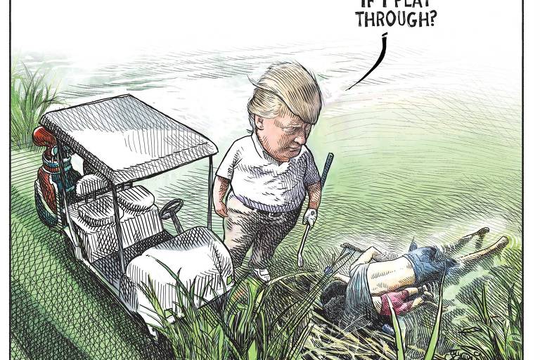 Cartunista canadense é demitido após ilustrar Trump jogando golfe sobre corpos de imigrantes