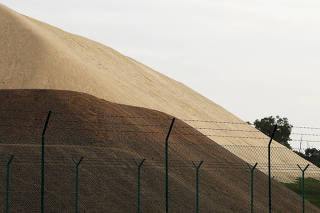 A stockpile of sand is pictured in Singapore