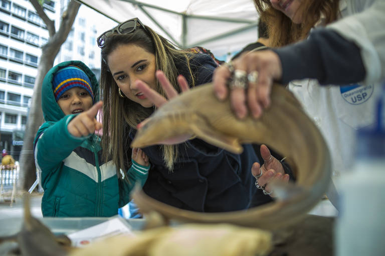 Além do protesto na av. Paulista, havia, em frente ao Instituto Pasteur, uma feira de ciência, que atraía a atenção de crianças que passavam pelo local