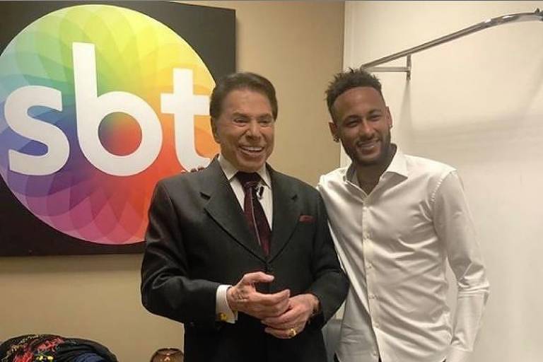 Neymar encontra Silvio Santos no SBT
