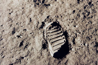 FILE PHOTO: One of the first footprints on the Moon is pictured