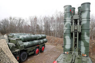 FILE PHOTO: A view shows S-400 surface-to-air missile system after its deployment near Kaliningrad