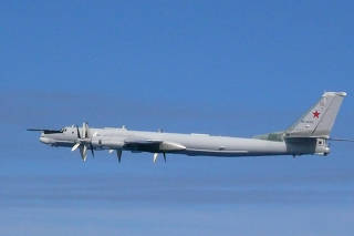 A Russian TU-95 bomber flies over East China Sea