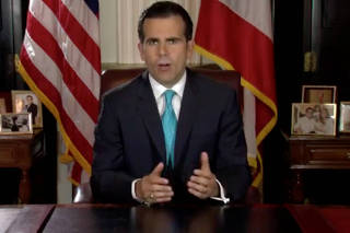Puerto Rico Governor Rossello speaks as he announces his resignation in San Juan