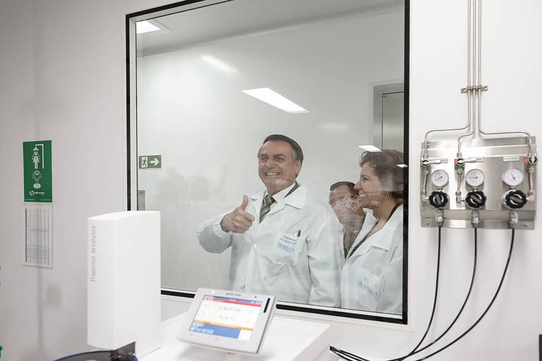 Presidente da República, Jair Bolsonaro durante visita à nova Planta Farmoquímica Oncológica do Grupo Cristália