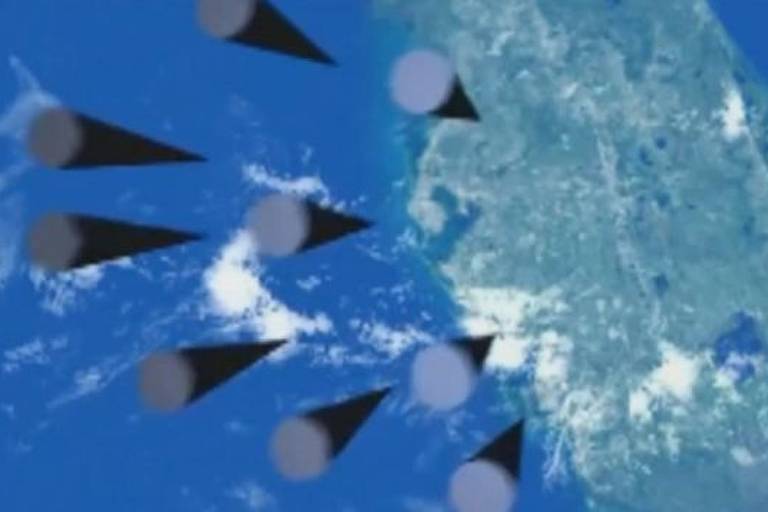 Animação do Kremlin divulgada em 2018 mostra ogivas do míssil Sarmat atingindo a Flórida