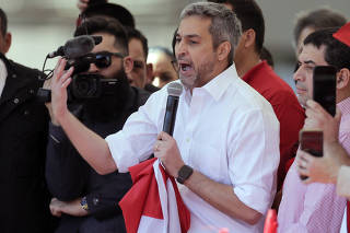 Paraguay's President Mario Abdo Benitez meets with supporters in Asuncion