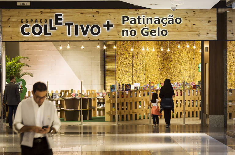 Entrada para o novo Espaço Colletivo do MorumbiShopping onde funciona umaa pista de patinação no gelo