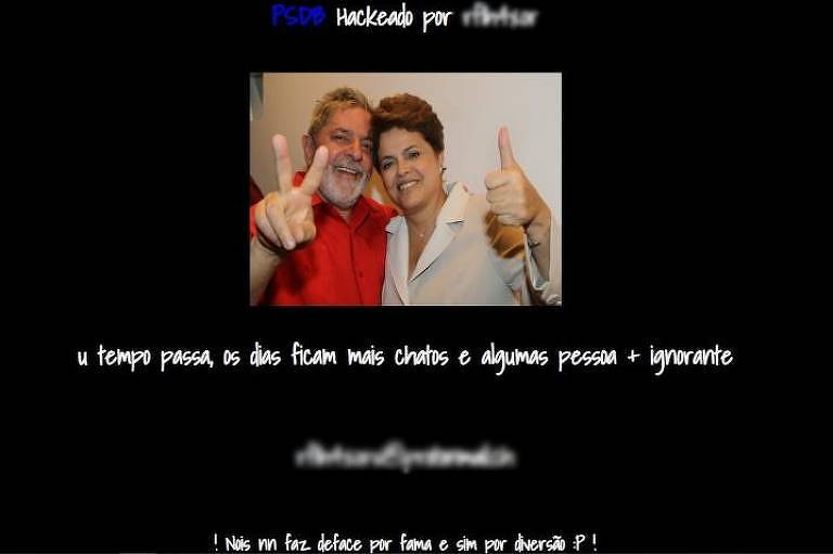 Site do PSDB é hackeado e mostra foto de Lula e Dilma