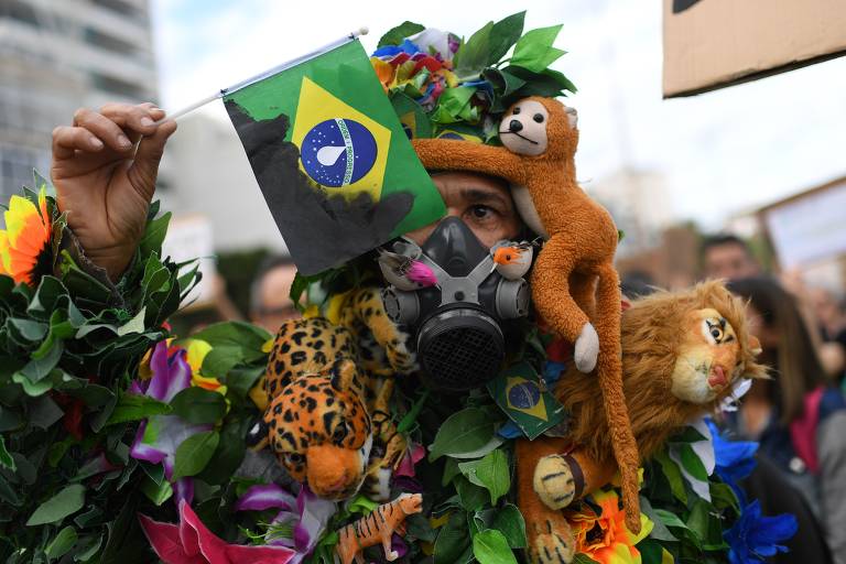 Protesto no RJ contra o governo Bolsonaro e o desmatamento na Amazônia 