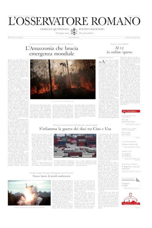 Amazônia no L'Osservatore Romano