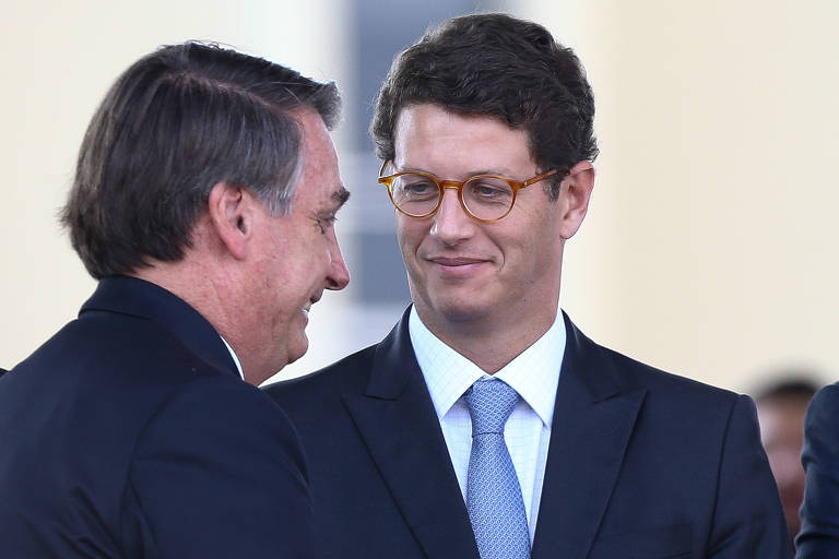 O presidente Jair Bolsonaro e o ministro do Meio Ambiente, Ricardo Salles