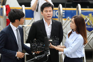 Yang Hyun-suk, founder of YG Entertainment, arrives at Seoul Metropolitan Police Agency in Seoul