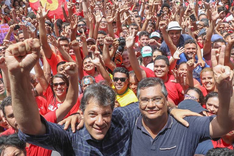 O ex-prefeito Fernando Haddad (PT) e o governador do Maranhão Flávio Dino (PC do B)