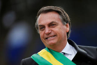 Brazil's President Jair Bolsonaro looks on during a parade celebrating the country's Independence Day in Brasilia