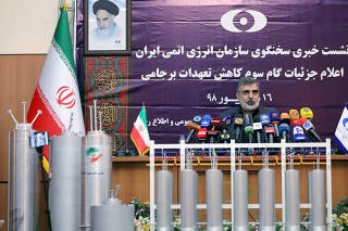 Behrouz Kamalvandi, spokesman for the Atomic Energy Organization of Iran speaks during news conference in Tehran