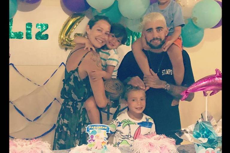 Luana Piovani e Pedro Scooby com os filhos